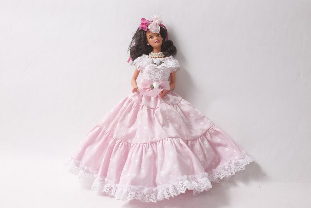 Mattel Barbie Doll wearing Pink and White Lace Gown ~ 260907-WH 1136